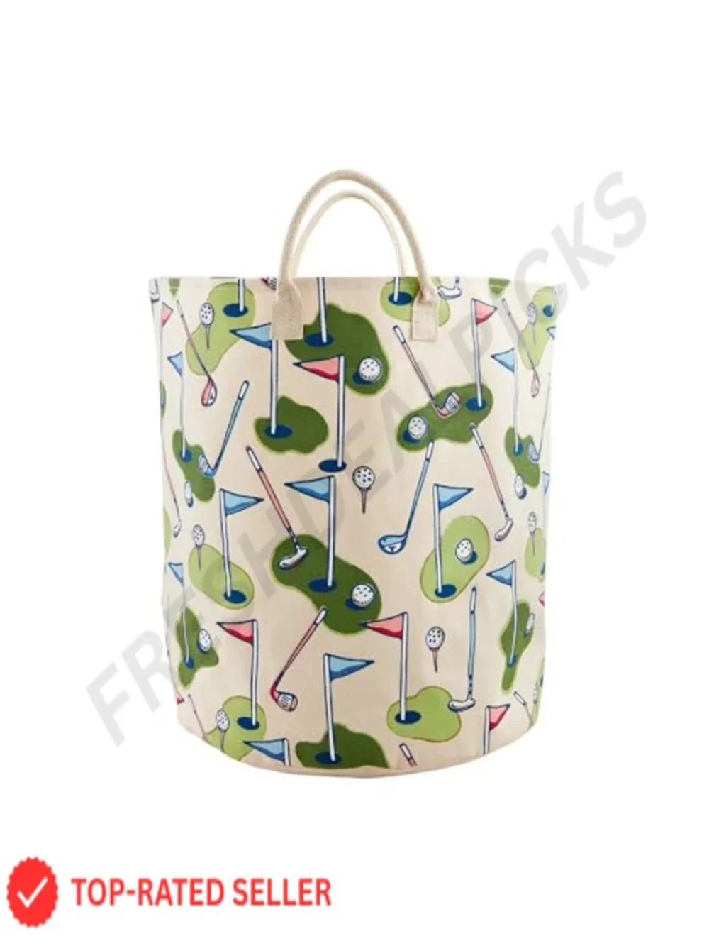 Patterned Oversized Golf Tote 100% Cotton Canvas Top Handle